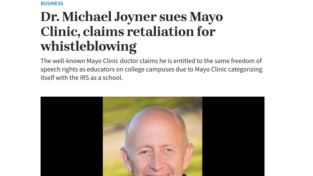 Mayo Clinic Faces Lawsuit Over Alleged Suppression of Physician’s Speech